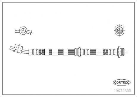 Гальмівна трубка/шланг гнучкий передній L (довжина 440 мм, M10x1/M10x1) NISSAN PRIMERA 1.6-2.0D 06.96-07.02 CORTECO 19032855 (фото 1)