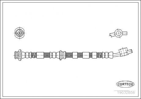 Гальмівна трубка/шланг гнучкий передній R (довжина 440 мм, M10x1) NISSAN PRIMERA 1.6-2.0D 06.96-12.01 CORTECO 19032856