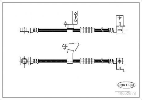 Гальмівна трубка/шланг гнучкий передній R (довжина 525 мм) CHRYSLER NEON 1.8/2.0 05.94-08.99 CORTECO 19032878