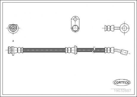 Гальмівна трубка/шланг гнучкий задній L (довжина 405 мм, M10x1/M10x1) HONDA ACCORD VI 1.6-3.0 02.98-06.03 CORTECO 19032887