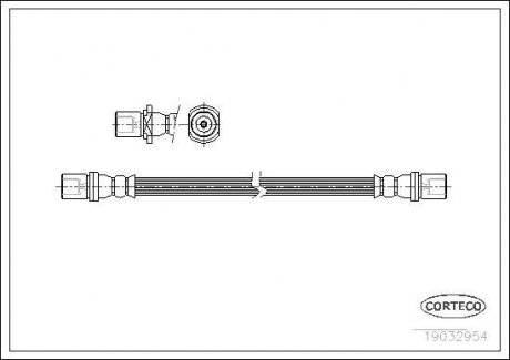 Гальмівна труба/шланг гнучкий задній лівий/правий (довжина 234 мм, M10x1/M10x1) TOYOTA HIACE IV 2.4-2.7 08.95-12.06 CORTECO 19032954