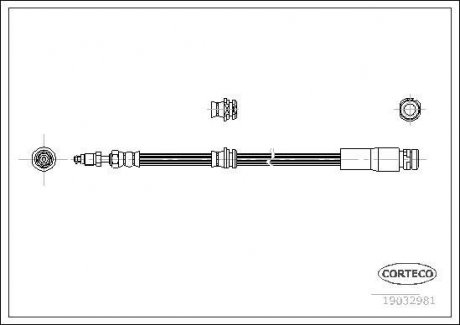 Гальмівна трубка/шланг гнучкий передній лівий/правий (довжина 295 мм, M10x1/M10x1) FORD FIESTA V, FUSION 1.25-2.0 08.02-12.12 CORTECO 19032981