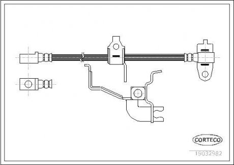 Трубка/шланг тормозной гибкий передний правый (длина 475мм, F12x1) FORD TRANSIT 2.0D/2.3/2.4D 01.00-05.06 CORTECO 19032982 (фото 1)