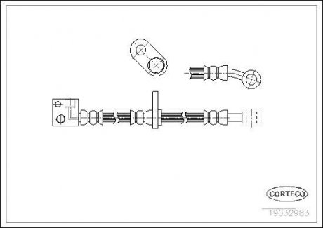 Гальмівна трубка/шланг гнучкий передній L (довжина 555 мм, M10x1) HONDA JAZZ II, JAZZ III 1.2/1.3 03.02- CORTECO 19032983