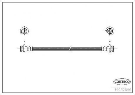 Тормозная трубка/шланг гибкий задний правый (длина 300мм, M10x1/M10x1) HONDA JAZZ II 1.2/1.3 03.02-07.08 CORTECO 19032986