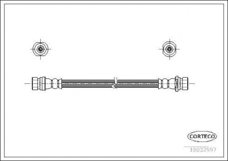 Тормозная трубка/шланг гибкий задний левый/правый (длина 280мм, M10x1/M10x1) HYUNDAI ACCENT II 1.3-1.6 01.00-11.05 CORTECO 19032997
