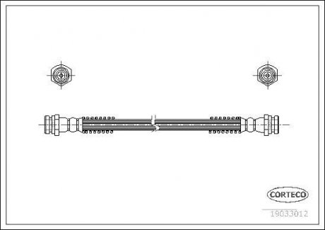 Гальмівна труба/шланг гнучкий задній лівий/правий (довжина 295 мм, M10x1/M10x1) KIA CARNIVAL I, CARNIVAL II, CARNIVAL III, PREGIO 2.5-3.5 10.97- CORTECO 19033012