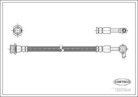Трубка/шланг тормозной гибкий передний правый (длина 310мм) NISSAN PATROL GR V 2.8D/3.0D 06.97- CORTECO 19033029