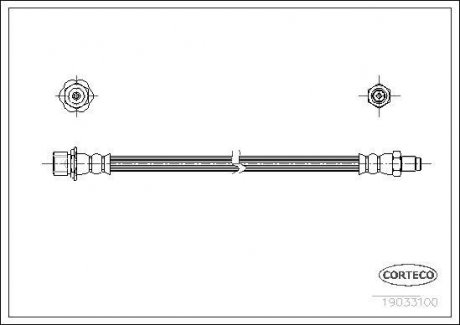 Тормозная трубка/шланг гибкий задний левый/правый (длина 203мм) TOYOTA AVENSIS VERSO, PREVIA II 2.0/2.0D/2.4 02.00-11.09 CORTECO 19033100 (фото 1)