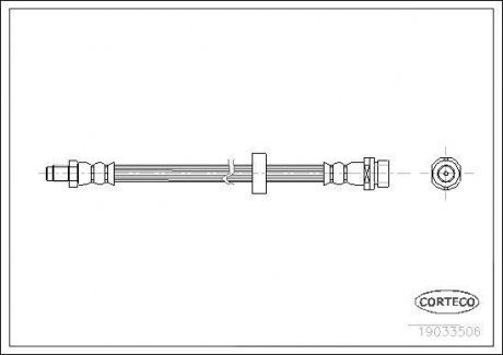 Гальмівна труба/шланг гнучкий задній лівий/правий (довжина 384 мм, M10x1/M10x1) FORD TOURNEO CONNECT, TRANSIT CONNECT 1.8/1.8D 06.02-12.13 CORTECO 19033506