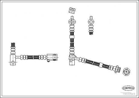 Трубка/шланг тормозной гибкий передний правый (длина 272мм,диаметр 10мм, M10x1) NISSAN PRIMERA 1.6-2.2D 03.02-10.08 CORTECO 19033543 (фото 1)
