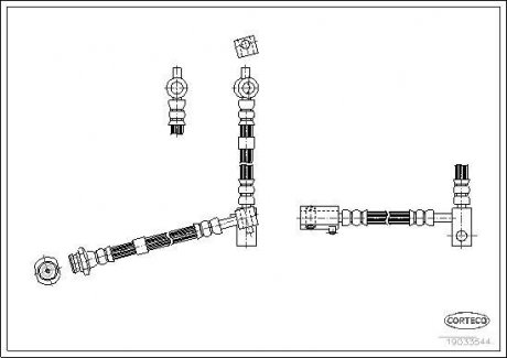 Трубка/шланг тормозной гибкий передний L (длина 272мм, M10x1) NISSAN PRIMERA 1.6-2.2D 01.02- CORTECO 19033544