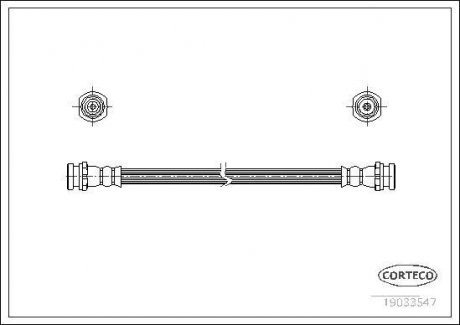 Гальмівна трубка/шланг гнучкий задній лівий/правий (довжина 305 мм, M10x1/M10x1) NISSAN MICRA C+C III, MICRA III, ПРИМІТКА 1.0-1.6 01.03- CORTECO 19033547