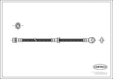 Гальмівна трубка/шланг гнучкий задній лівий/правий (довжина 565 мм) MITSUBISHI PAJERO III 3.2D/3.5 04.00-12.06 CORTECO 19033550 (фото 1)