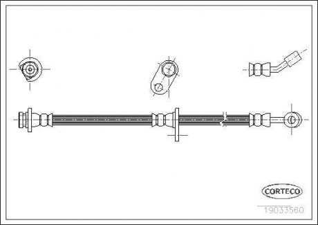 Тормозная трубка/шланг гибкий задний правый (длина 480мм, M10x1) HONDA ACCORD VII 2.0/2.2D/2.4 02.03-05.08 CORTECO 19033560