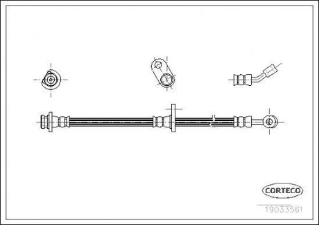 Тормозная трубка/шланг гибкий задний L (длина 480 мм, диаметр 10,19 мм, M10x1) HONDA ACCORD VII 2.2D/2.4 02.03-05.08 CORTECO 19033561