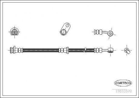 Гальмівна трубка/шланг гнучкий передній R (довжина 480 мм, M10x1) HONDA ACCORD VII 2.0/2.4 02.03-05.08 CORTECO 19033572
