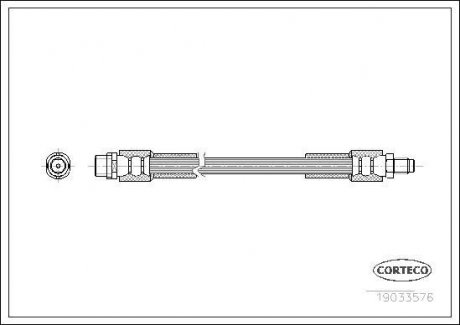 Тормозная трубка/шланг гибкий задний левый/правый (длина 195мм, M10x1) AUDI A8 D3 2.8-6.0 10.02-07.10 CORTECO 19033576