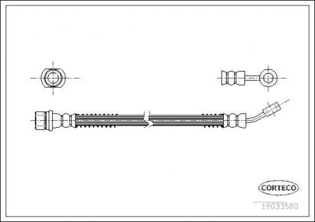 Гальмівна трубка/шланг гнучкий передній лівий/правий (довжина 310 мм, M10x1) KIA PICANTO 1.0/1.1/1.1D 04.04- CORTECO 19033580 (фото 1)