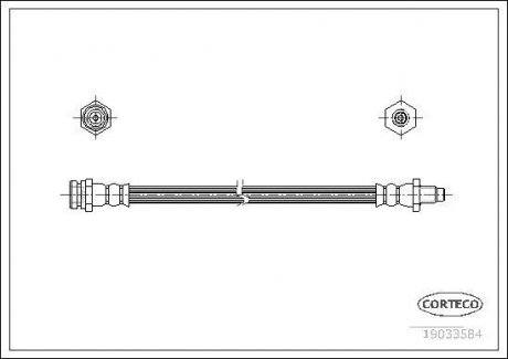 Гальмівна труба/шланг гнучкий задній лівий/правий (довжина 230 мм, M10x1/M10x1) MITSUBISHI LANCER VII, OUTLANDER I 1.3/1.6/2.0 05.03-12.13 CORTECO 19033584