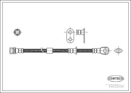 Гальмівна трубка/шланг гнучкий передній лівий/правий (довжина 517 мм) MITSUBISHI GRANDIS 2.0D/2.4 04.04-12.11 CORTECO 19033592