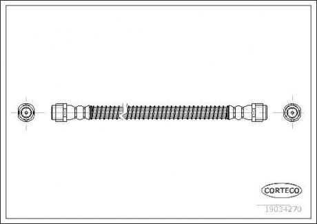 Гальмівна трубка/шланг гнучкий задній лівий/правий (довжина 422 мм, M10x1/M10x1) AUDI Q7; VW TOUAREG 2.5D-6.0 01.03-05.10 CORTECO 19034270