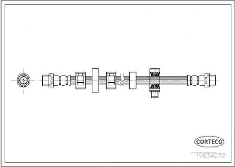 Гальмівна трубка/шланг гнучкий передній лівий/правий (довжина 370 мм) VW TRANSPORTER IV, TRANSPORTER V 1.9D-3.2 09.95-08.15 CORTECO 19034272 (фото 1)