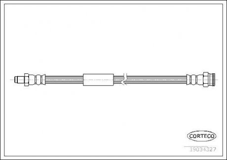 Трубка/шланг тормозной гибкий задний левый/правый (длина 320мм, M10x1/M10x1) FIAT CROMA 1.9D/2.2/2.4D 06.05- CORTECO 19034327