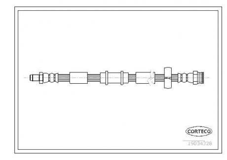 Гальмівна трубка/шланг гнучкий передній лівий/правий (довжина 480 мм) FIAT IDEA; LANCIA MUSA 1.2-1.9D 01.04- CORTECO 19034328 (фото 1)