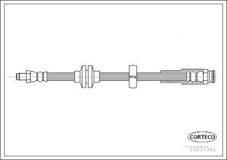 Тормозная трубка/шланг гибкий задний левый/правый (длина 420 мм, M10x1/M10x1) ALFA ROMEO 159, SPIDER 1.8-3.2 09.05-11.11 CORTECO 19034341