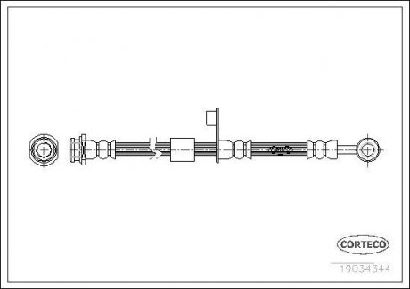 Гальмівна труба/шланг гнучкий передній лівий/правий (довжина 495 мм, M10x1) MITSUBISHI COLT CZC VI, COLT VI; SMART FORFOUR 1.1-1.5D 01.04-06.12 CORTECO 19034344 (фото 1)
