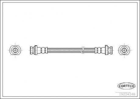 Трубка/шланг тормозной гибкий задний левый/правый (длина 500мм,диаметр 10мм, M10x1/M10x1) NISSAN PRIMERA, SUNNY III 1.6-2.0D 07.90-03.00 CORTECO 19034348