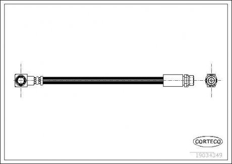Гальмівна труба/шланг гнучкий задній L (довжина 335мм, M10x1/M10x1) FORD MONDEO II 1.6-2.5 08.96-09.00 CORTECO 19034349 (фото 1)