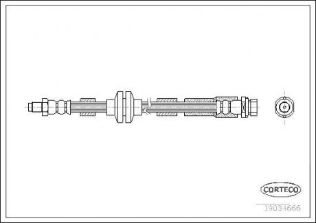 Гальмівна трубка/шланг гнучкий задній лівий/правий (довжина 410 мм, M10x1/M10x1) FORD FOCUS II 1.4-2.0LPG 07.04-09.12 CORTECO 19034666 (фото 1)