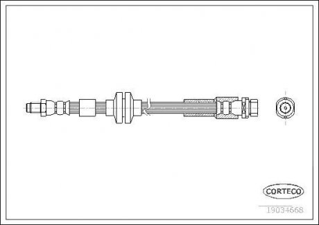 Гальмівна трубка/шланг гнучкий задній лівий/правий (довжина 420 мм, F10x1/M10x1) FORD FOCUS C-MAX 1.6-2.0D 10.03-03.07 CORTECO 19034668