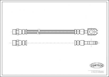 Трубка/шланг тормозной гибкий задний левый/правый (длина 315мм, F10x1) AUDI A8 D2 2.5D-6.0 03.94-09.02 CORTECO 19034686 (фото 1)