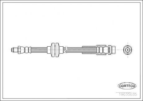 Гальмівна труба/шланг гнучкий задній лівий/правий (довжина 405 мм, M10x1/M10x1) VOLVO C30; MAZDA 3, 5 1.3-2.3 10.03-09.14 CORTECO 19035035