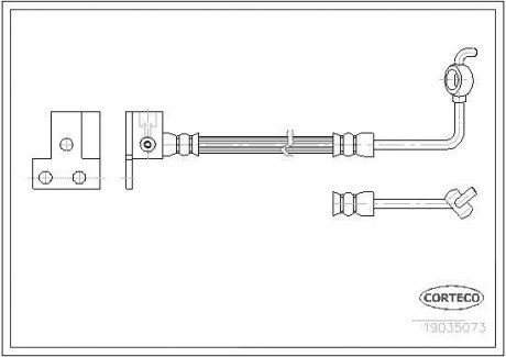 Гальмівна труба/шланг гнучкий задній R (довжина 305 мм, M10x1) MAZDA MX-5 I, MX-5 II 1.6/1.8 05.90-10.05 CORTECO 19035073 (фото 1)