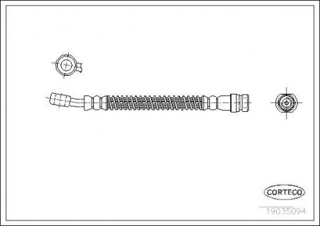 Тормозная трубка/шланг гибкий передний левый/правый (M10x1) HYUNDAI ATOS 1.0/1.1 02.98-12.08 CORTECO 19035094 (фото 1)