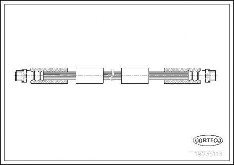 Тормозная трубка/шланг гибкий передний левый/правый (длина 385мм, M10x1/M10x1) VW PASSAT B5.5 1.6-4.0 11.00-05.05 CORTECO 19035113