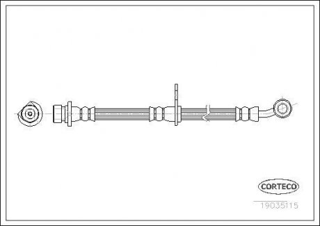 Гальмівна трубка/шланг гнучкий передній R (довжина 568 мм, M10x1) HONDA CR-V II 2.0 09.01-03.07 CORTECO 19035115 (фото 1)