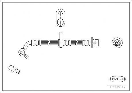 Тормозная трубка/шланг гибкий задний правый (длина 440мм, M10x1) HONDA FR-V 1.7/2.0/2.2D 08.04- CORTECO 19035117