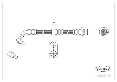 Гальмівна труба/шланг гнучкий задній L (довжина 440 мм, M10x1) HONDA FR-V 1.7/2.0/2.2D 08.04- CORTECO 19035118