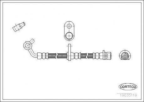 Гальмівна труба/шланг гнучкий задній L (довжина 487 мм, M10x1) HONDA CR-V II 2.0 09.01-03.07 CORTECO 19035119 (фото 1)
