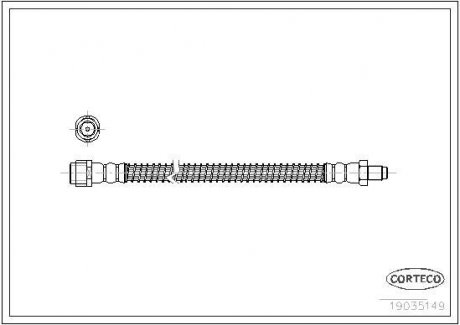 Гальмівна труба/шланг гнучкий задній лівий/правий (довжина 325 мм, M10x1/M10x1) MERCEDES C (W204), C T-MODEL (S204), SL (R230) 1.6-6.2 10.01-08.14 CORTECO 19035149