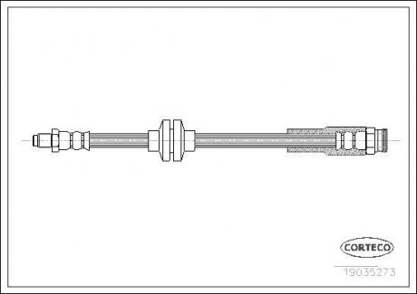 Тормозная трубка/шланг гибкий задний L (длина 435мм) FIAT DUCATO 2.0D-3.0D 07.06- CORTECO 19035273 (фото 1)