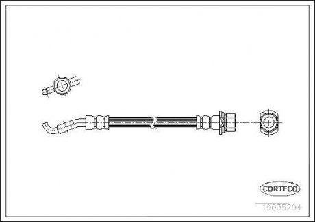 Гальмівна труба/шланг гнучкий задній L (довжина 295 мм, M10x1) TOYOTA AVENSIS 1.6-2.4 03.03-11.08 CORTECO 19035294 (фото 1)