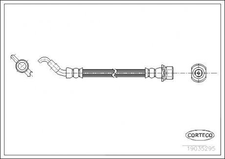 Гальмівна труба/шланг гнучкий задній лівий/правий (довжина 215 мм, M10x1) TOYOTA AURIS 1.4-2.0D 10.06-09.12 CORTECO 19035295 (фото 1)