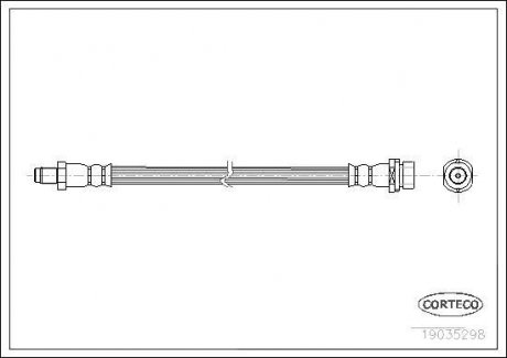 Гальмівна труба/шланг epdm/гнучкий задній лівий/правий (довжина 280мм) FORD TRANSIT, TRANSIT TOURNEO 2.2D-3.2D 04.06-12.14 CORTECO 19035298