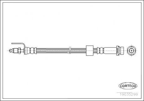 Тормозная трубка/шланг EPDM/гибкий передний левый/правый (длина 415 мм, M10x1/M10x1) FORD TRANSIT, TRANSIT TOURNEO 2.2D-3.2D 04.06-12.14 CORTECO 19035299 (фото 1)